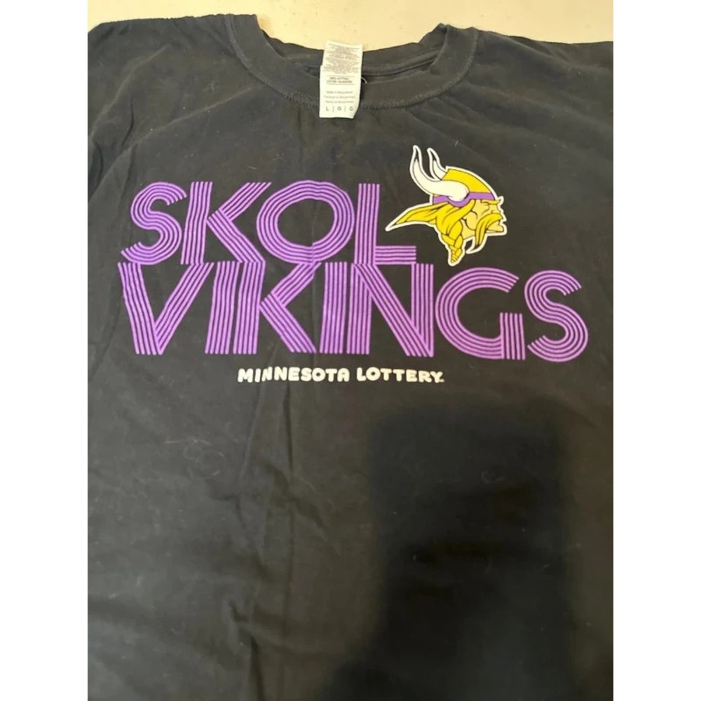 Minnesota Vikings T-Shirt Men's Skol Black Purple Lottery Promo NFL Football L